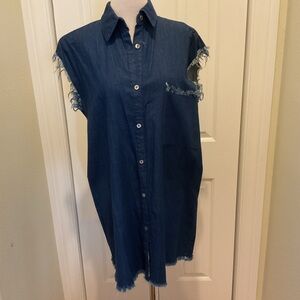 POL Blue Denim Dress Sleeveless Size L